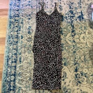 Shein black polka dot dalmatian floral dress